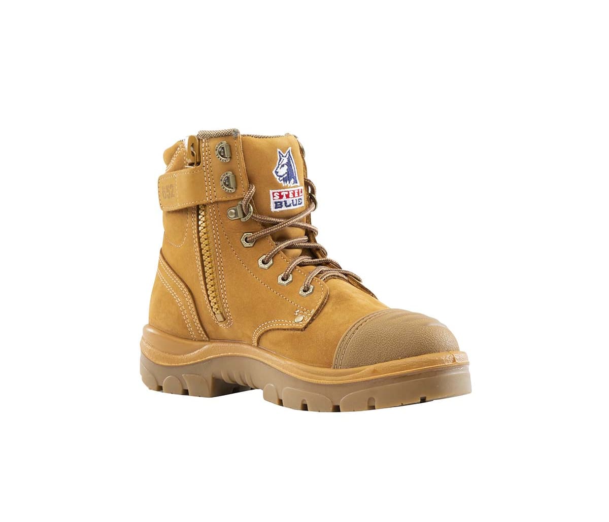 Steel Blue Argyle Lace Up Safety Boot with Zip and Scuff Cap (312652) - Image 11