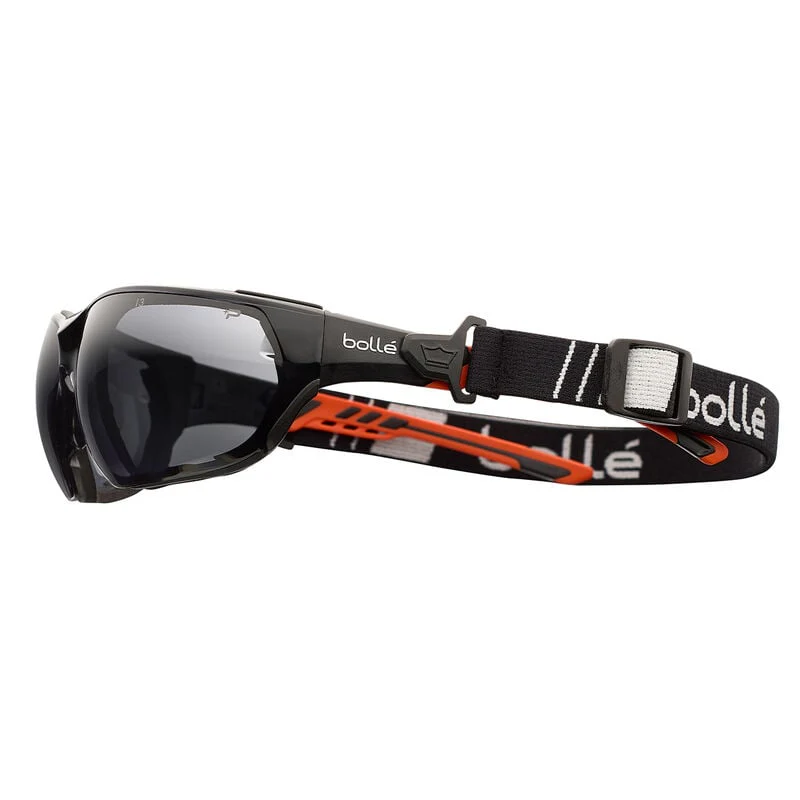 Bolle Safety NESS+SEAL Orange / Black Temples Platinum AS/AF Smoke Lens-Assembled With Gakset / Foam + Strap (PSSNESF417) - Image 3