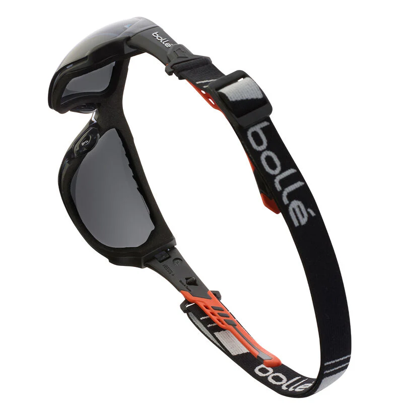 Bolle Safety NESS+SEAL Orange / Black Temples Platinum AS/AF Smoke Lens-Assembled With Gakset / Foam + Strap (PSSNESF417) - Image 4