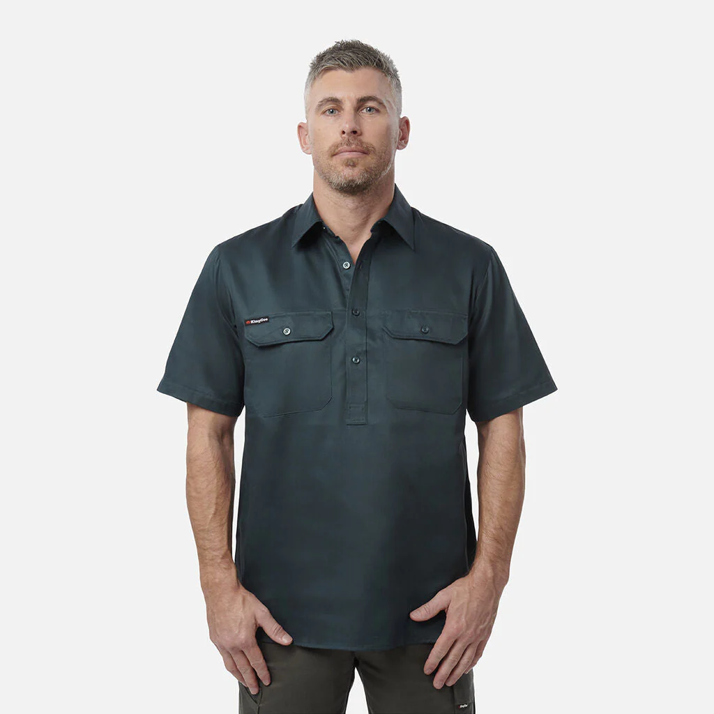 King Gee Originals Short Sleeve Closed Front Cotton Drill Work Shirt (K04060) - Image 3