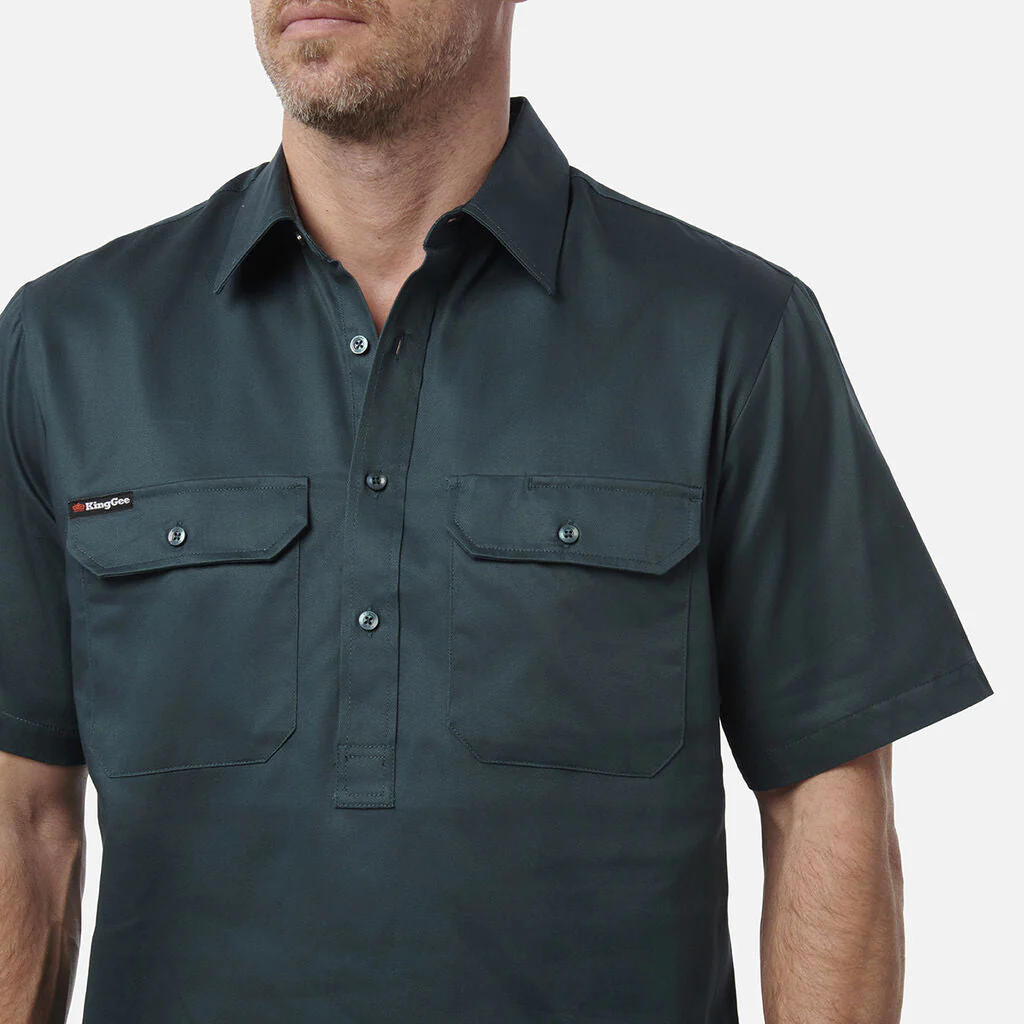 King Gee Originals Short Sleeve Closed Front Cotton Drill Work Shirt (K04060) - Image 6