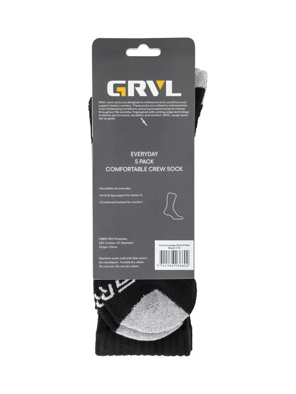 GRVL Crew Everyday Sock 5 Pack (GRVLS2) - Image 3