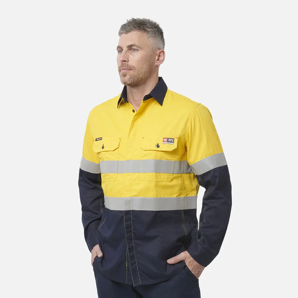 King Gee ShieldTec Fr Hi Vis 2 Tone Open Front Taped Shirt PPE2 (Y04350) - Image 11