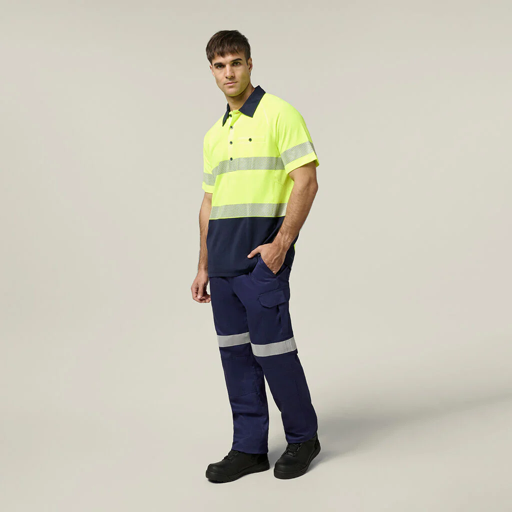 Hard Yakka Core Hi-vis 2 Tone Taped Vented Short Sleeve Polo (Y11383) - Image 3