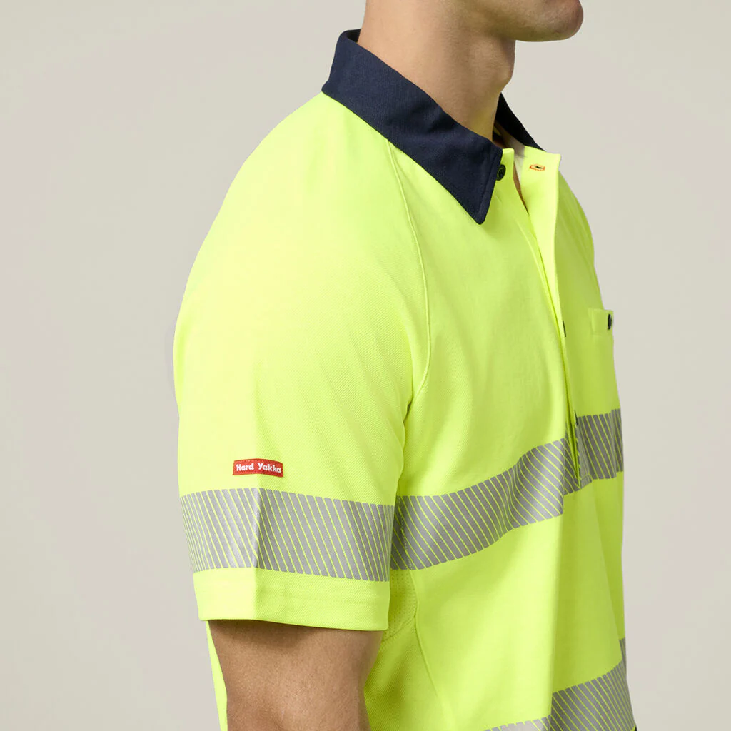 Hard Yakka Core Hi-vis 2 Tone Taped Vented Short Sleeve Polo (Y11383) - Image 5