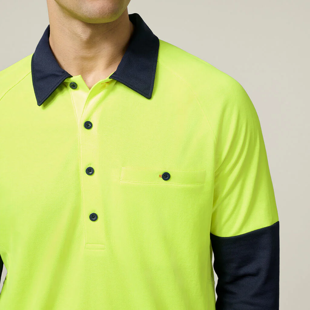Hard Yakka Core Hi-vis 2 Tone Vented Long Sleeve Polo (Y11389) - Image 4