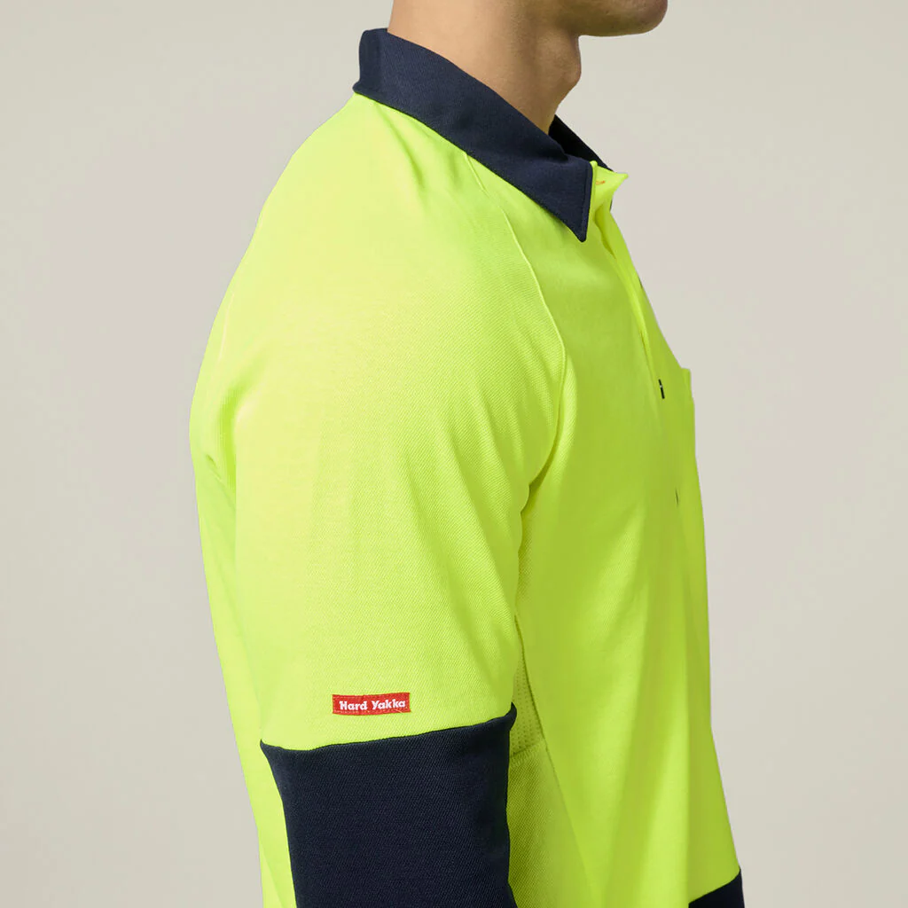 Hard Yakka Core Hi-vis 2 Tone Vented Long Sleeve Polo (Y11389) - Image 5