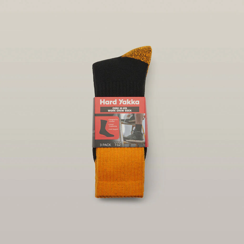 Hard Yakka Core Hi Vis Work Crew Sock - 3 Pack (Y20014) - Image 3