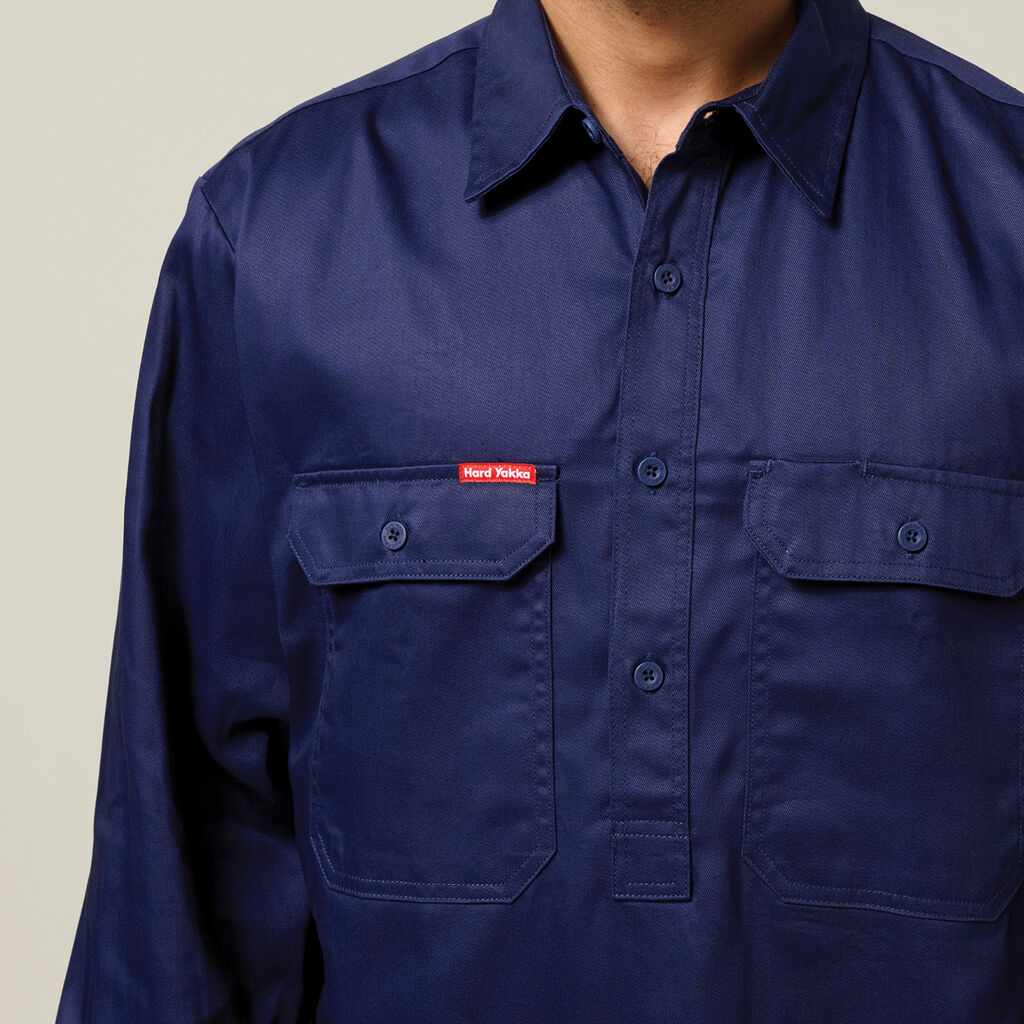 Hard Yakka Long Sleeve Closed Front Cotton Drill Work Shirt (Y07530) - Image 13