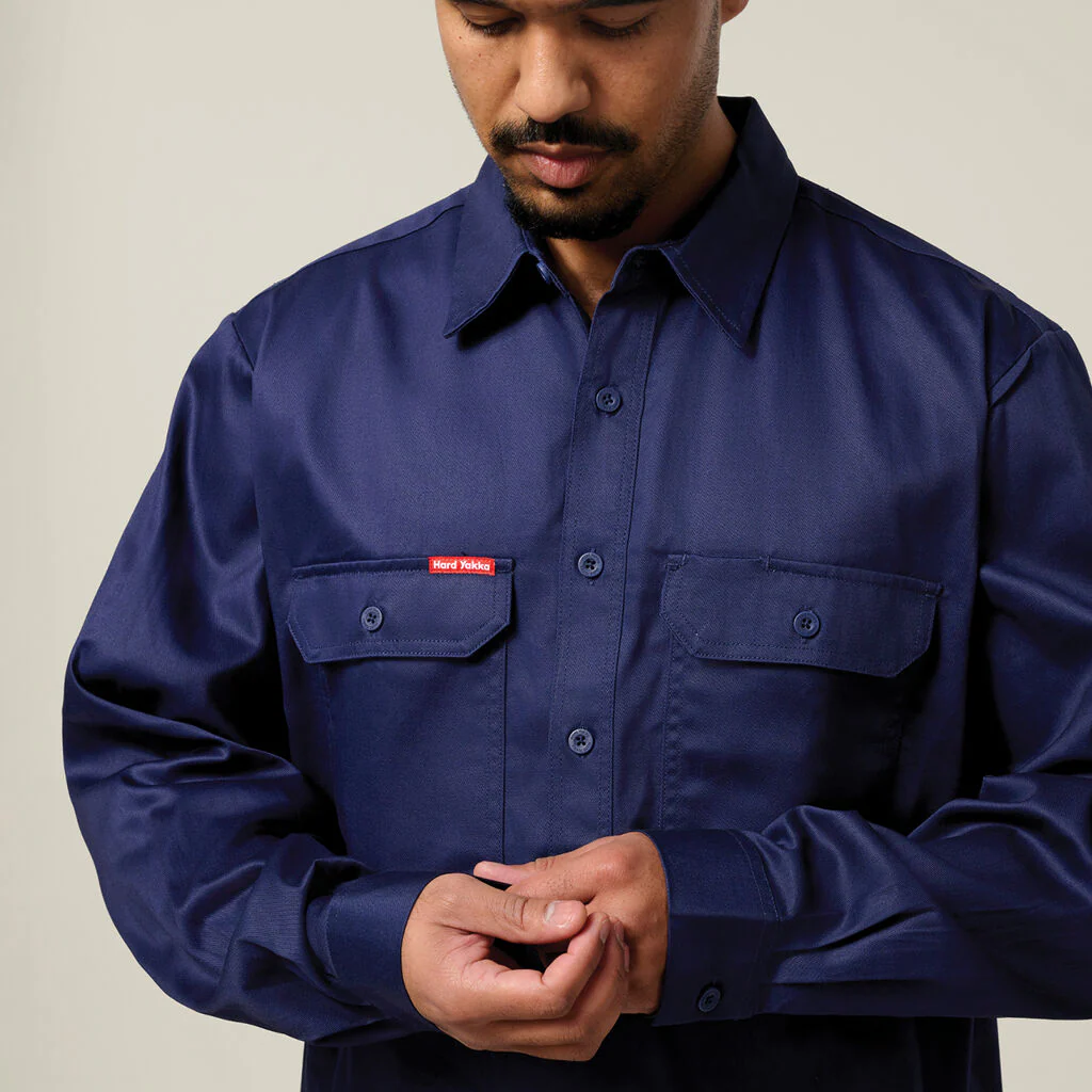 Hard Yakka Long Sleeve Closed Front Cotton Drill Work Shirt (Y07530) - Image 14