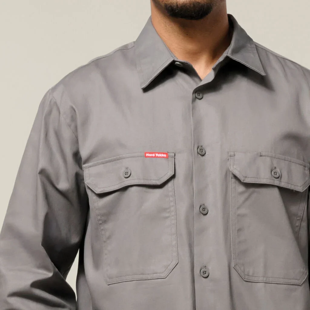 Hard Yakka Long Sleeve Open Front Cotton Drill Work Shirt (Y07500) - Image 10