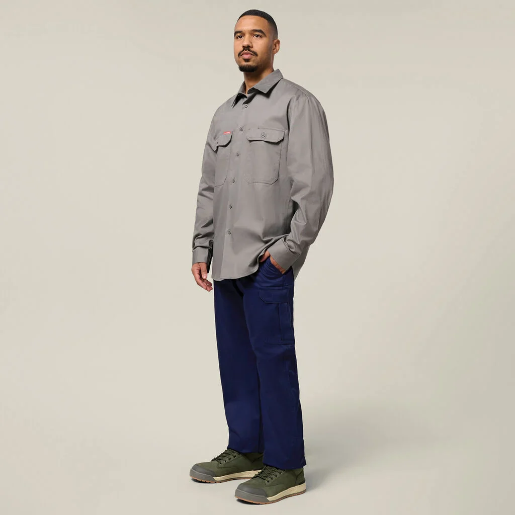 Hard Yakka Long Sleeve Open Front Cotton Drill Work Shirt (Y07500) - Image 11