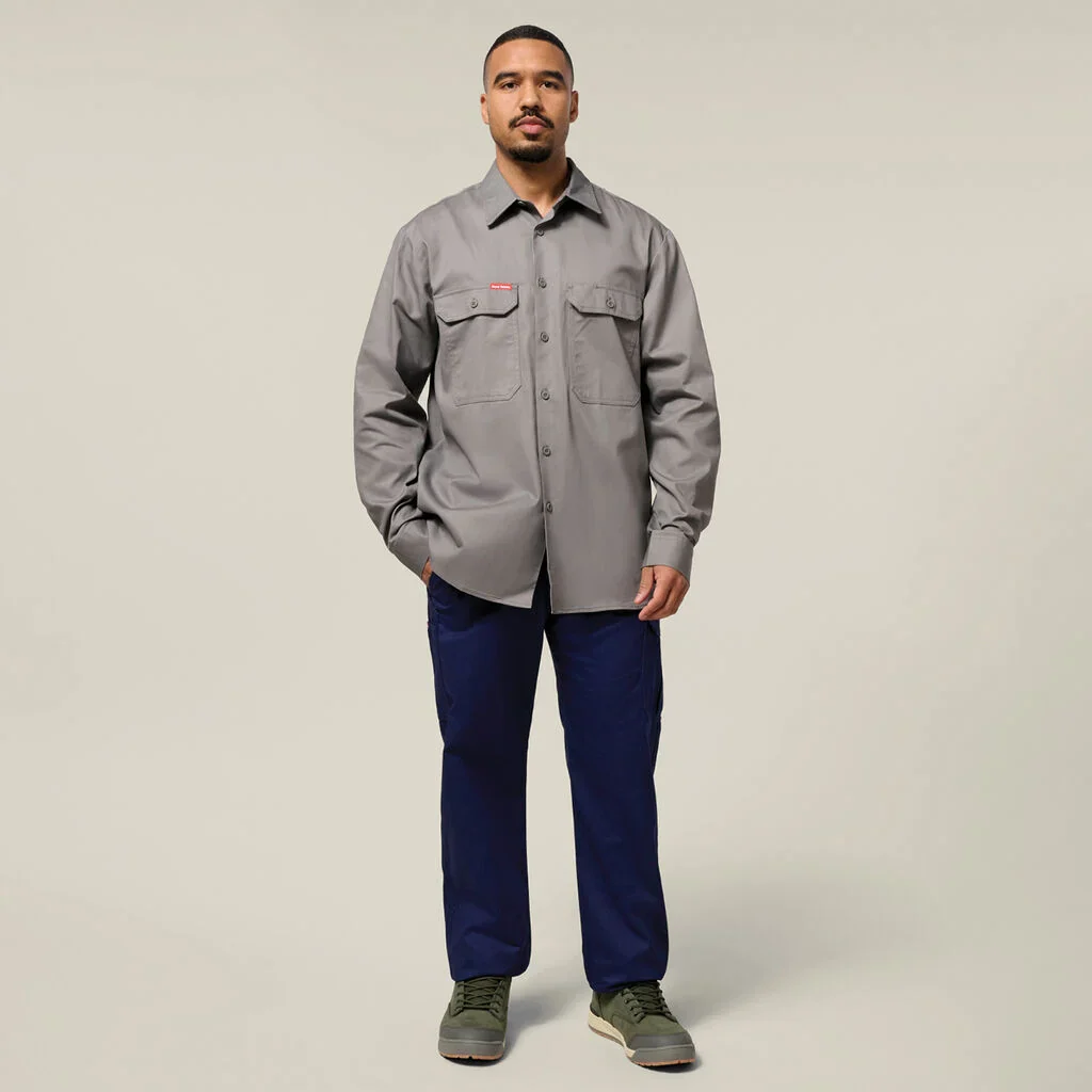 Hard Yakka Long Sleeve Open Front Cotton Drill Work Shirt (Y07500) - Image 12