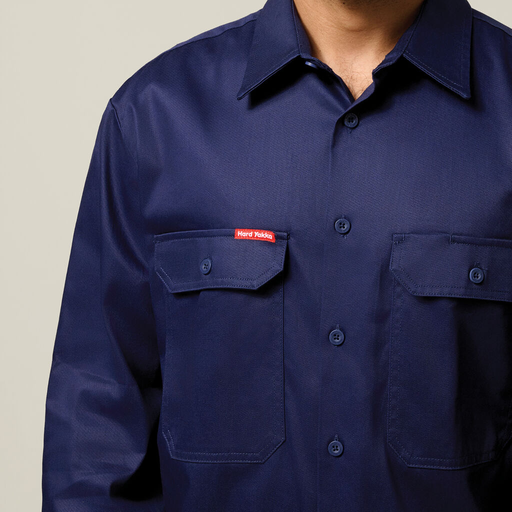 Hard Yakka Long Sleeve Open Front Cotton Drill Work Shirt (Y07500) - Image 22