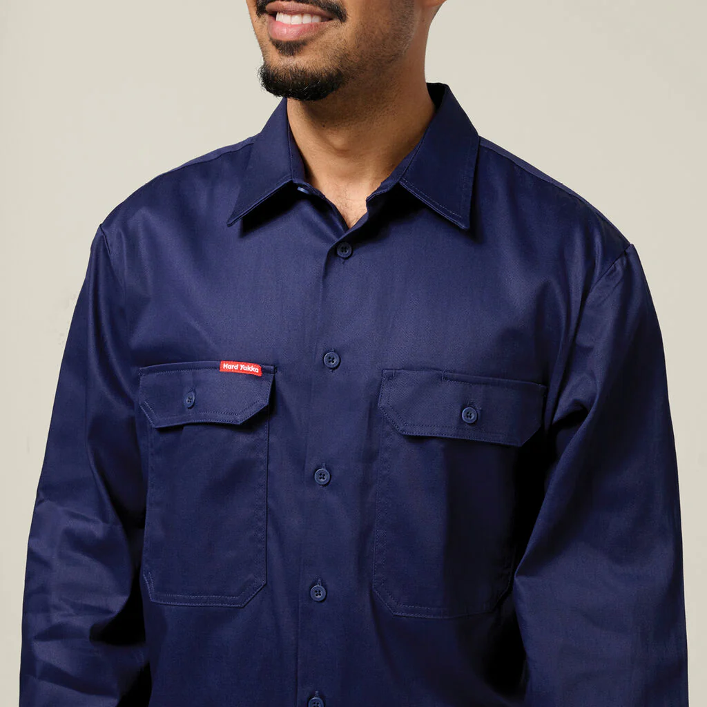 Hard Yakka Long Sleeve Open Front Cotton Drill Work Shirt (Y07500) - Image 23