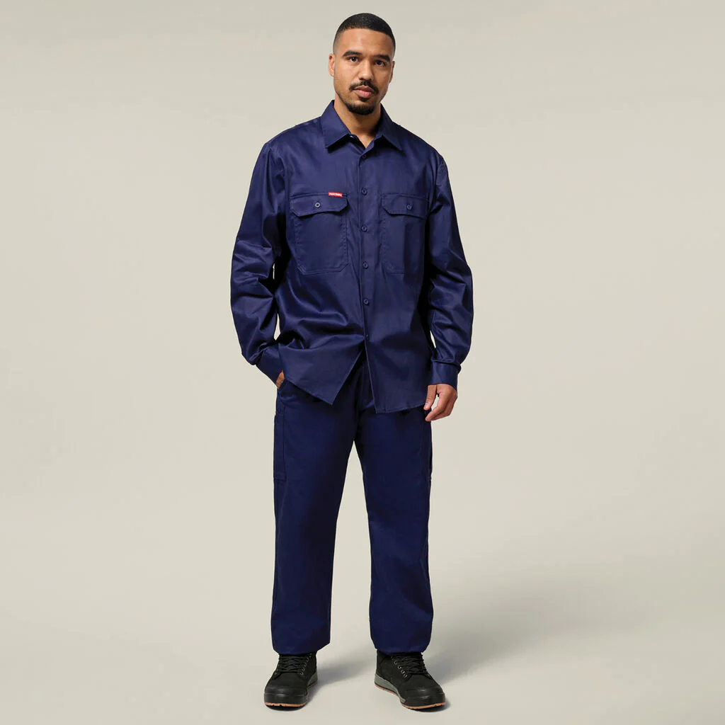 Hard Yakka Long Sleeve Open Front Cotton Drill Work Shirt (Y07500) - Image 26