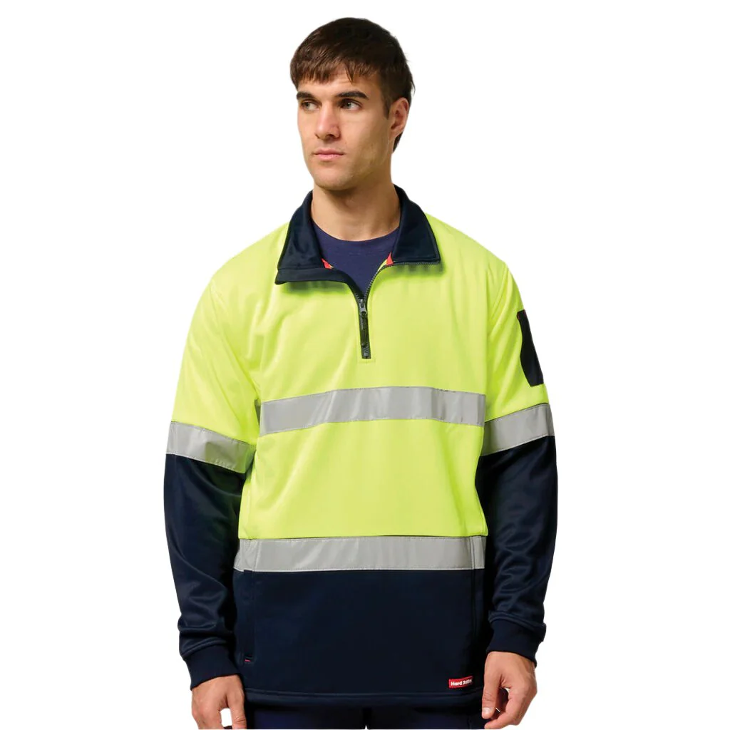 Hard Yakka Hi-Vis 2 Tone 1/4 Zip Brushed Taped Fleece Jumper (Y19270) - Image 3