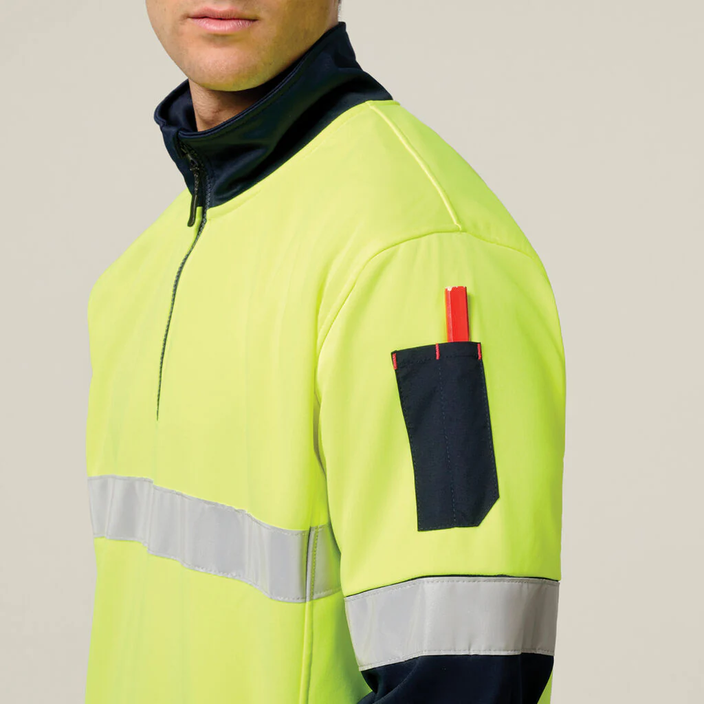 Hard Yakka Hi-Vis 2 Tone 1/4 Zip Brushed Taped Fleece Jumper (Y19270) - Image 6