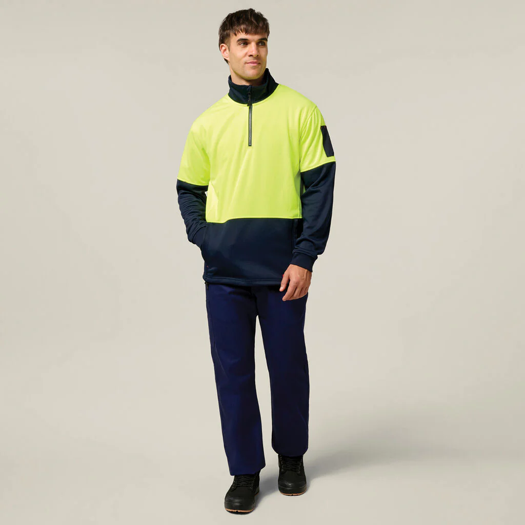 Hard Yakka Hi-Vis 2 Tone 1/4 Zip Brushed Fleece Jumper (Y19330) - Image 8
