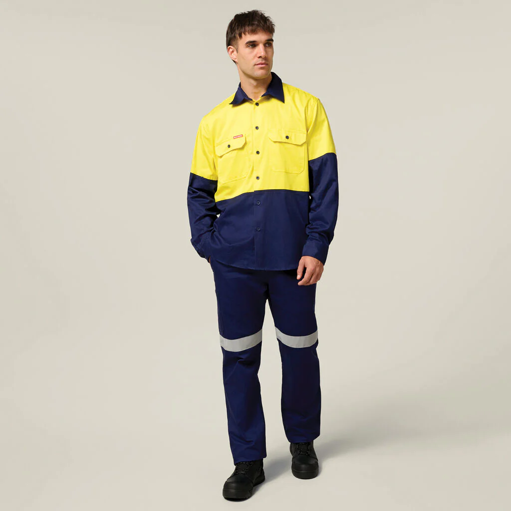 Hard Yakka Core Hi-Vis Long Sleeve Heavyweight Cotton Drill Shirt (Y04605) - Image 10