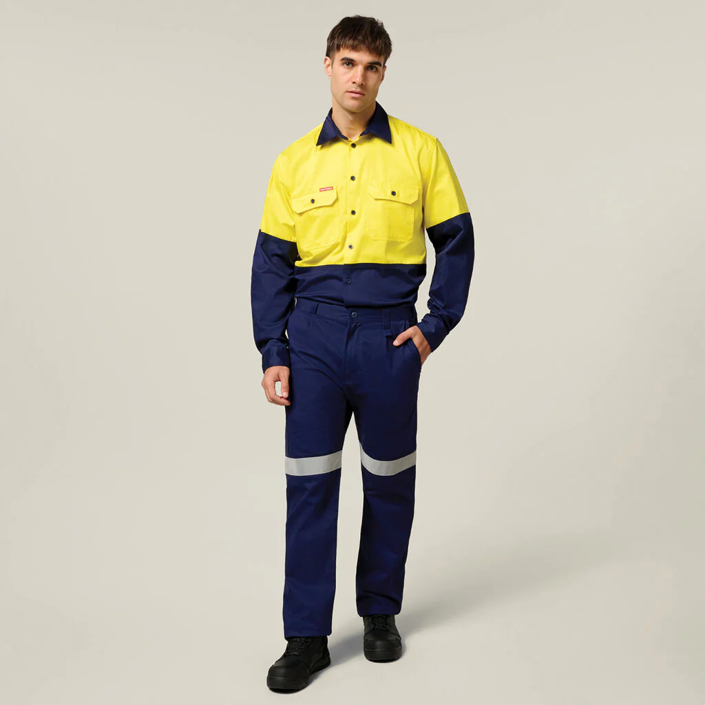 Hard Yakka Core Hi-Vis Long Sleeve Heavyweight Cotton Drill Shirt (Y04605) - Image 11