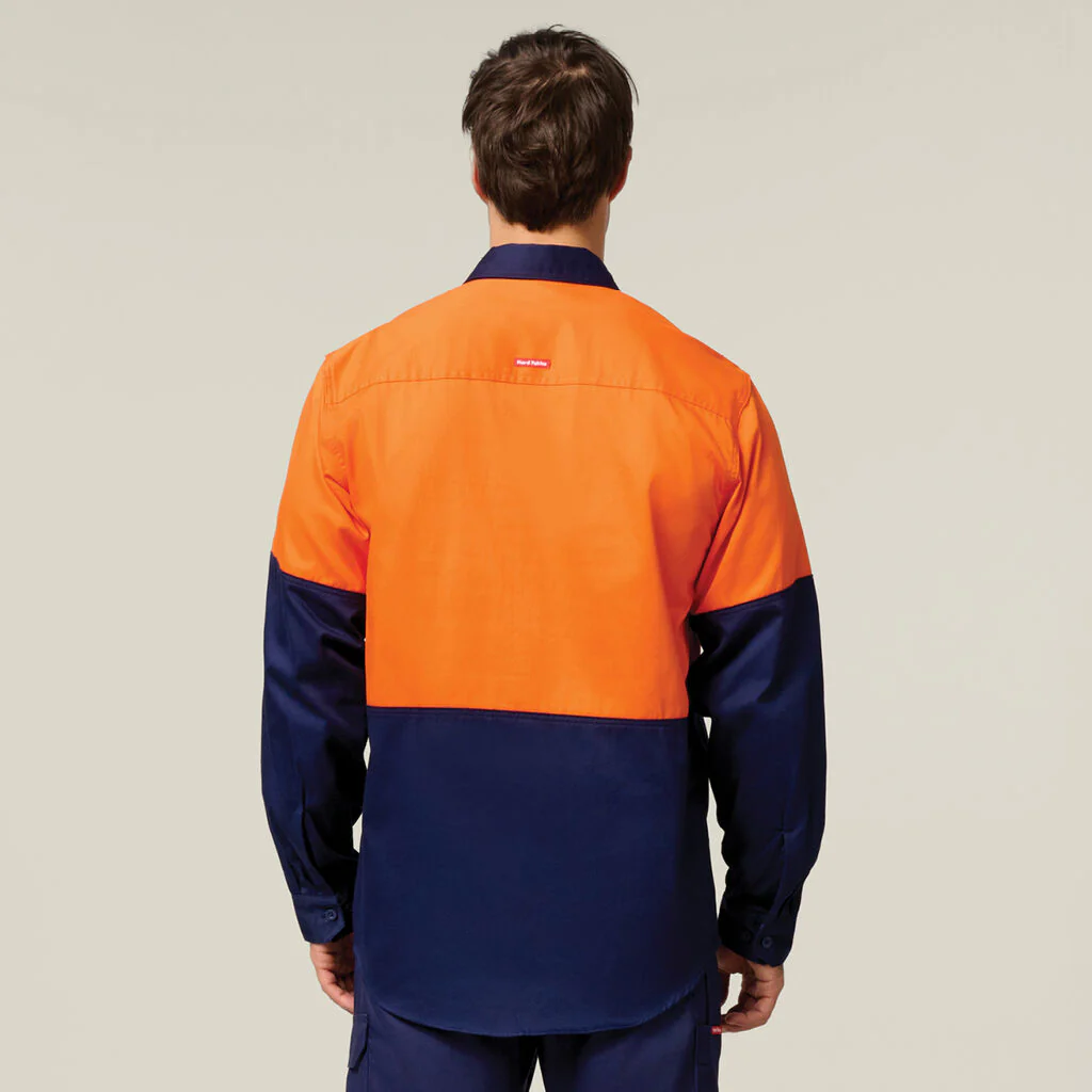 Hard Yakka Core Hi-Vis Long Sleeve Heavyweight Cotton Drill Shirt (Y04605) - Image 2