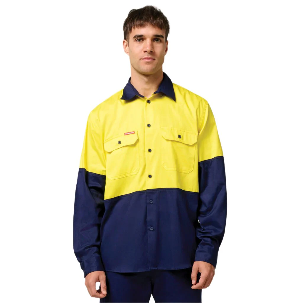 Hard Yakka Core Hi-Vis Long Sleeve Heavyweight Cotton Drill Shirt (Y04605) - Image 6