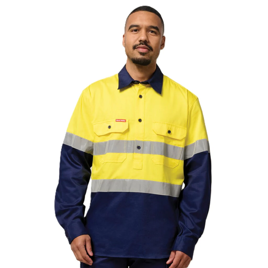 Hard Yakka Core Hi-Vis Long Sleeve Heavyweight Closed Front Taped Shirt (Y04615) - Image 3