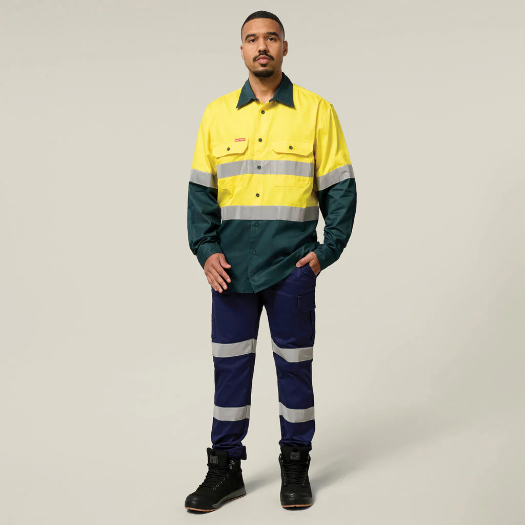 Hard Yakka Core Hi-Vis 2 Tone Taped Cotton Drill Shirt (Y04610) - Image 11