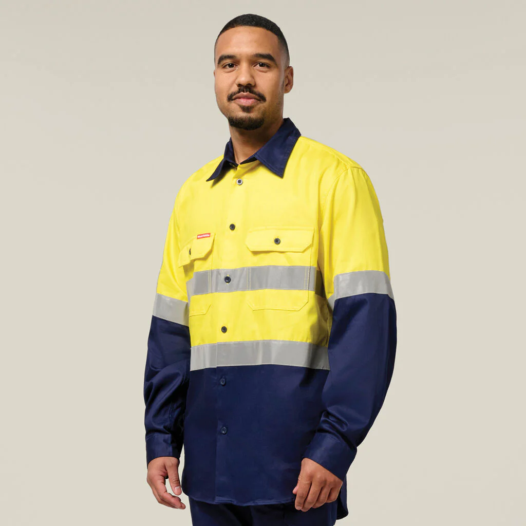 Hard Yakka Core Hi-Vis 2 Tone Taped Cotton Drill Shirt (Y04610) - Image 14