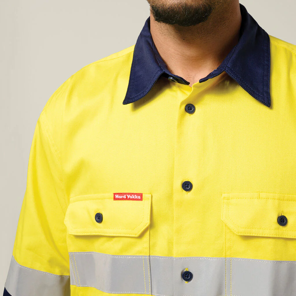 Hard Yakka Core Hi-Vis 2 Tone Taped Cotton Drill Shirt (Y04610) - Image 16