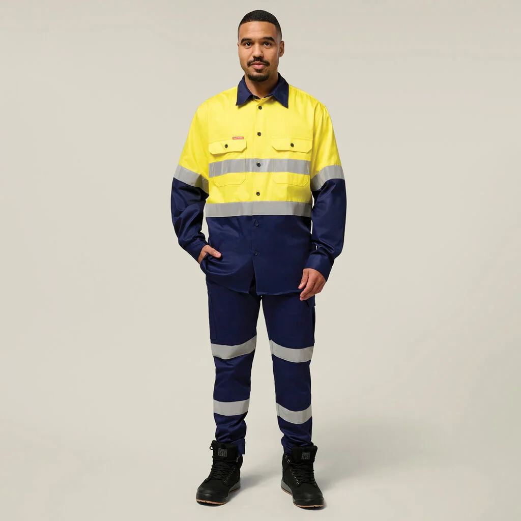 Hard Yakka Core Hi-Vis 2 Tone Taped Cotton Drill Shirt (Y04610) - Image 17
