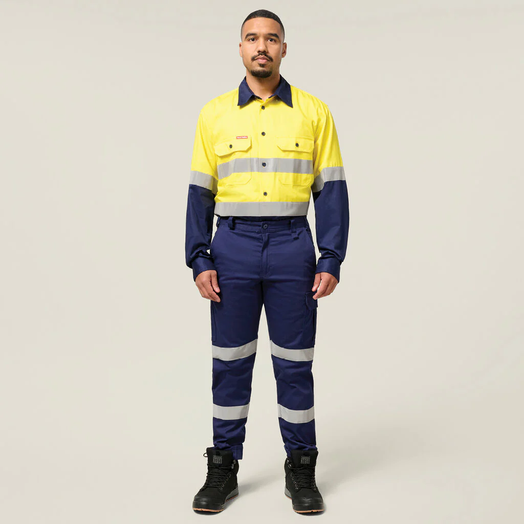 Hard Yakka Core Hi-Vis 2 Tone Taped Cotton Drill Shirt (Y04610) - Image 18