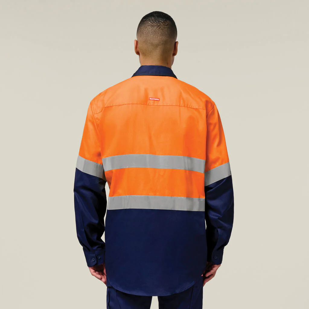 Hard Yakka Core Hi-Vis 2 Tone Taped Cotton Drill Shirt (Y04610) - Image 3
