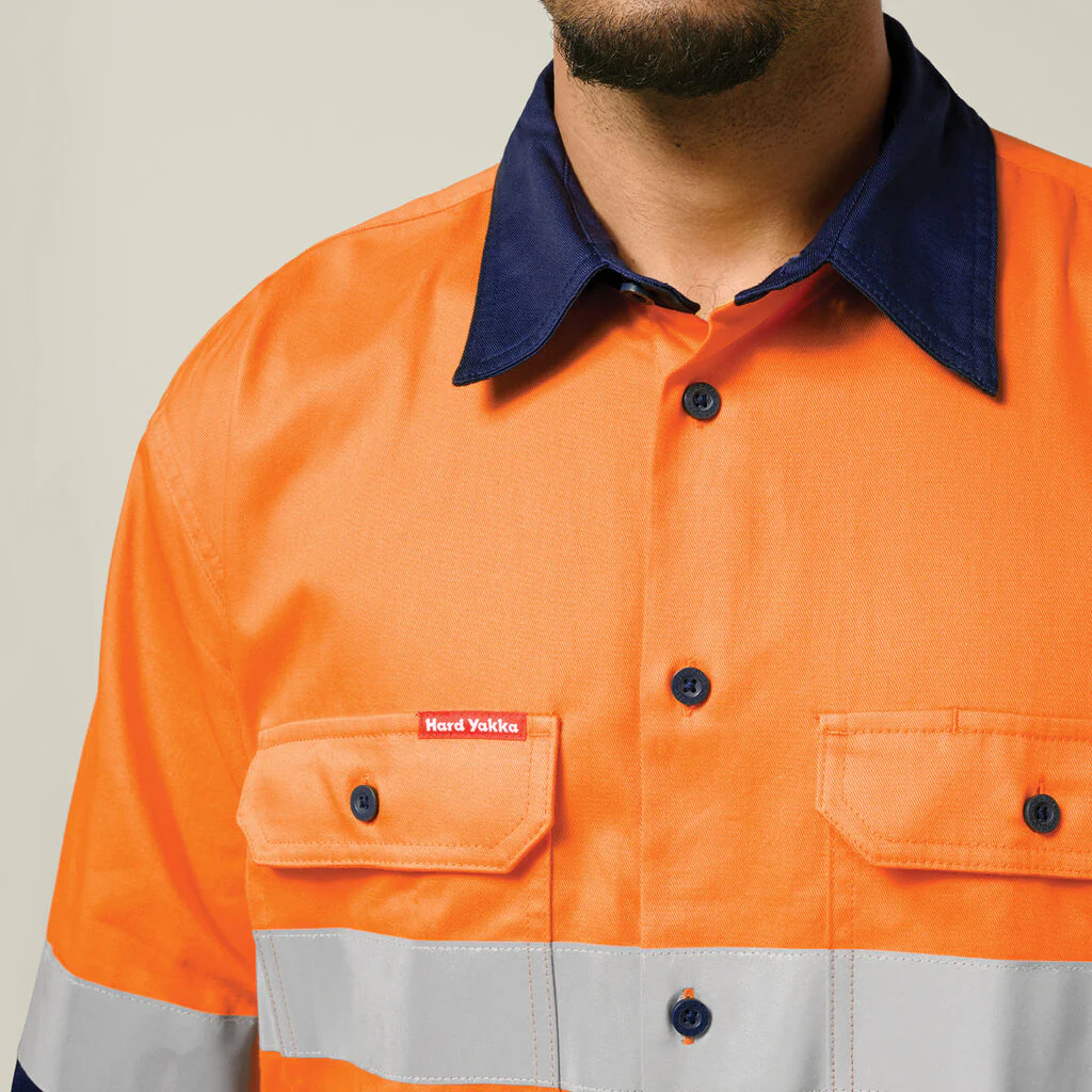 Hard Yakka Core Hi-Vis 2 Tone Taped Cotton Drill Shirt (Y04610) - Image 4