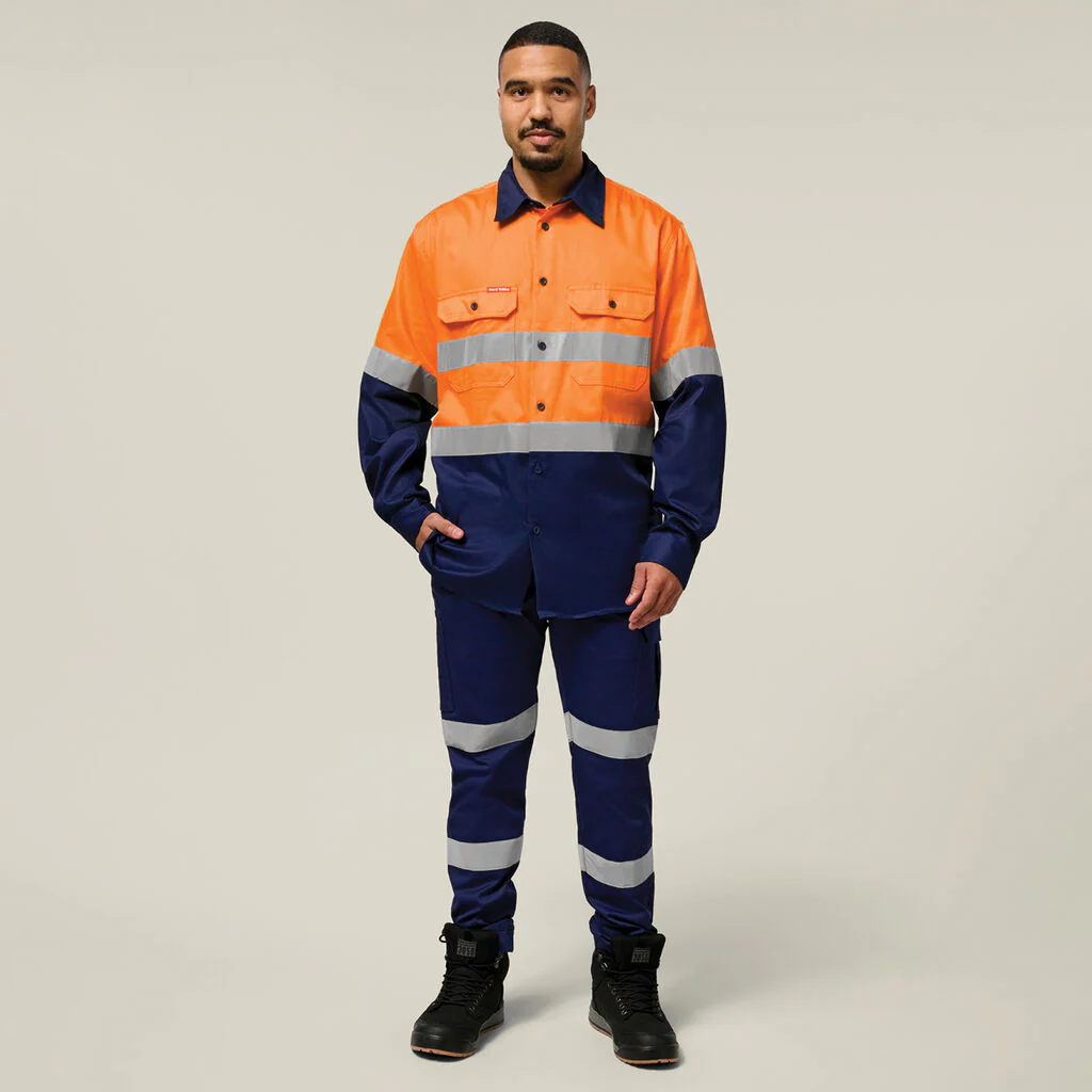 Hard Yakka Core Hi-Vis 2 Tone Taped Cotton Drill Shirt (Y04610) - Image 5