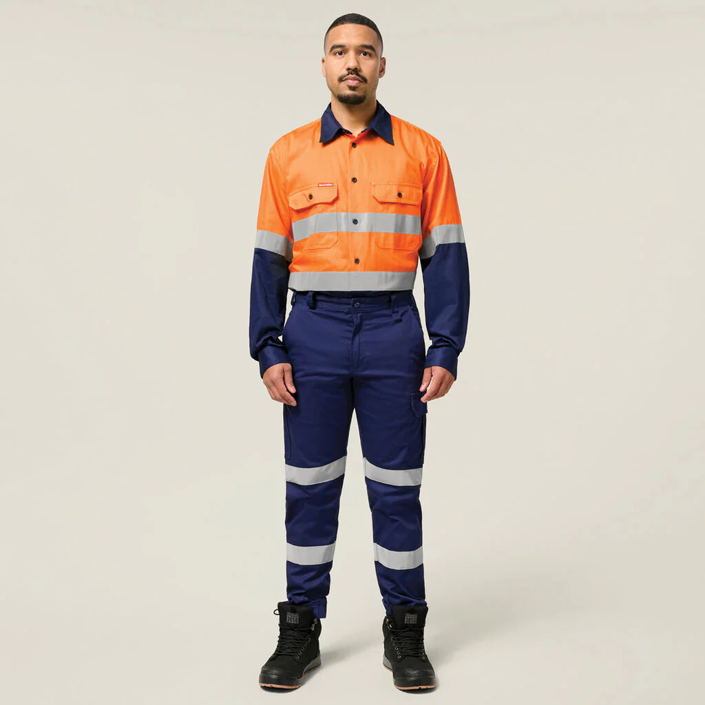 Hard Yakka Core Hi-Vis 2 Tone Taped Cotton Drill Shirt (Y04610) - Image 6