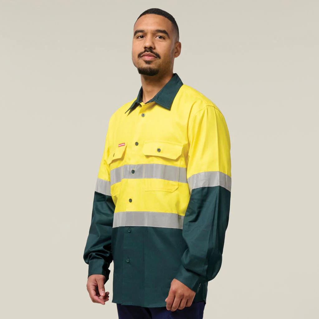 Hard Yakka Core Hi-Vis 2 Tone Taped Cotton Drill Shirt (Y04610) - Image 8