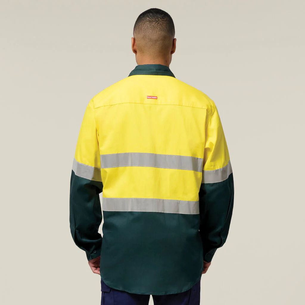 Hard Yakka Core Hi-Vis 2 Tone Taped Cotton Drill Shirt (Y04610) - Image 9