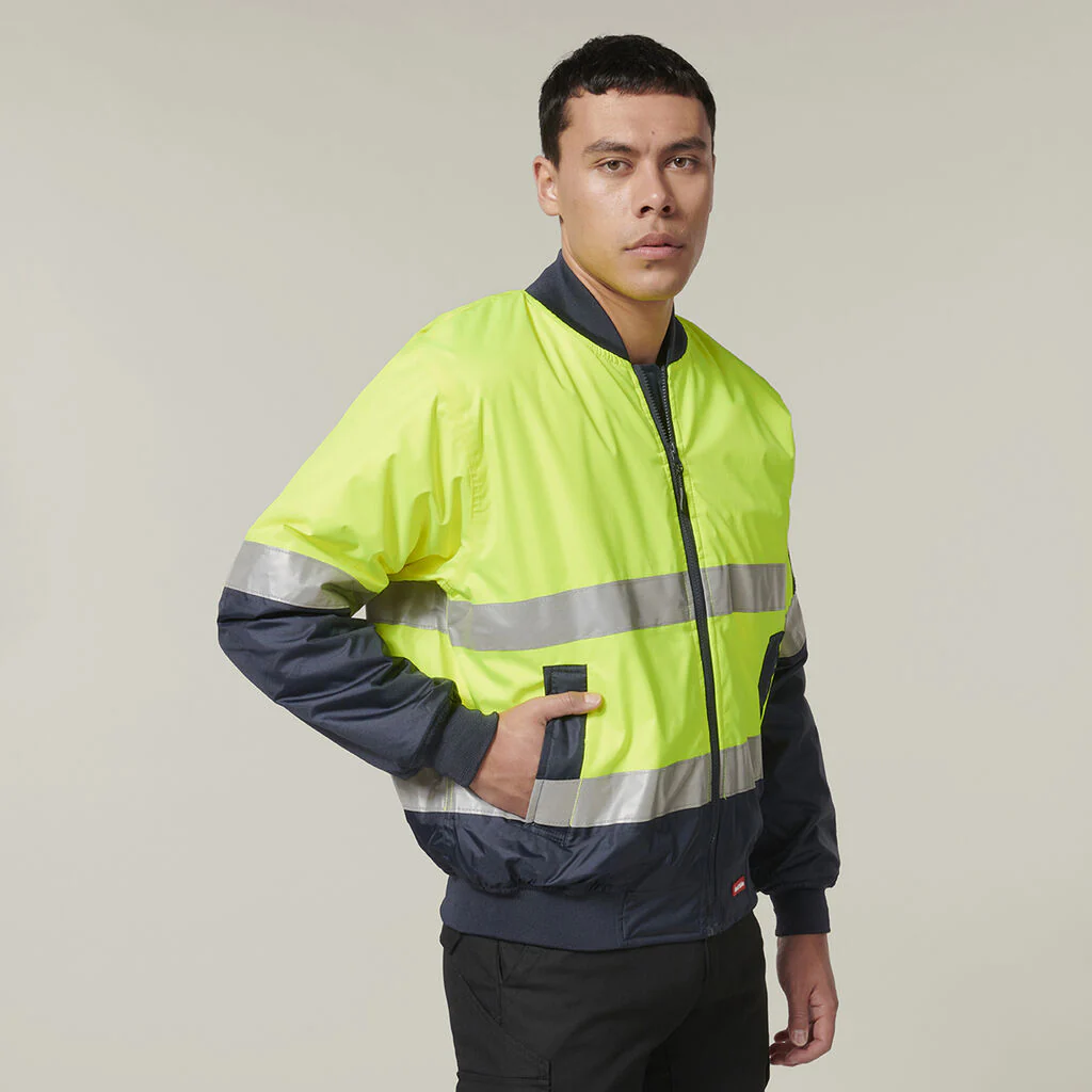 Hard Yakka Core Hi-Vis 2 Tone Taped Waterproof Bomber Jacket (Y06675) - Image 5
