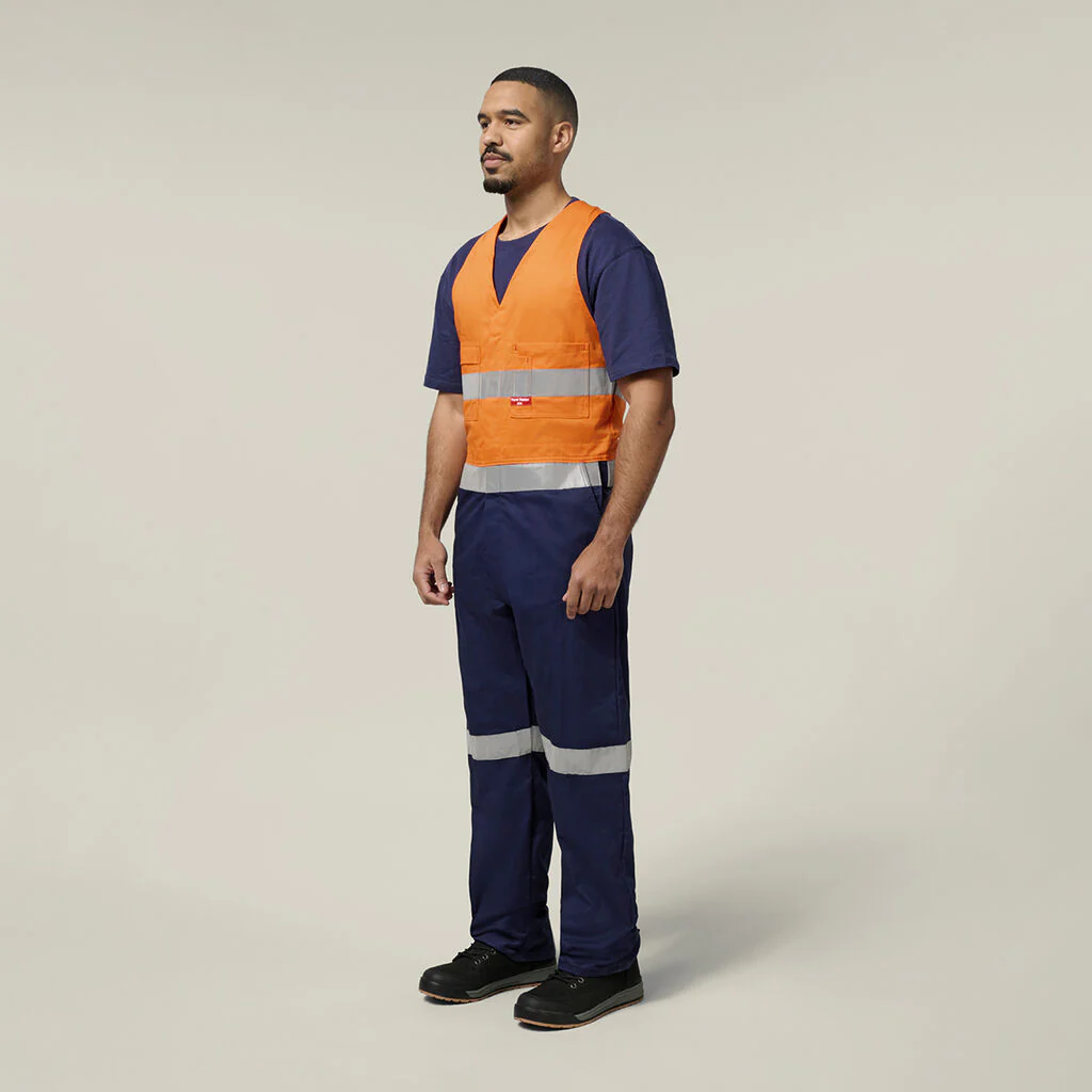 Hard Yakka Hi-Vis 2Tone Action Back Cotton Taped Overall (Y01055) - Image 3