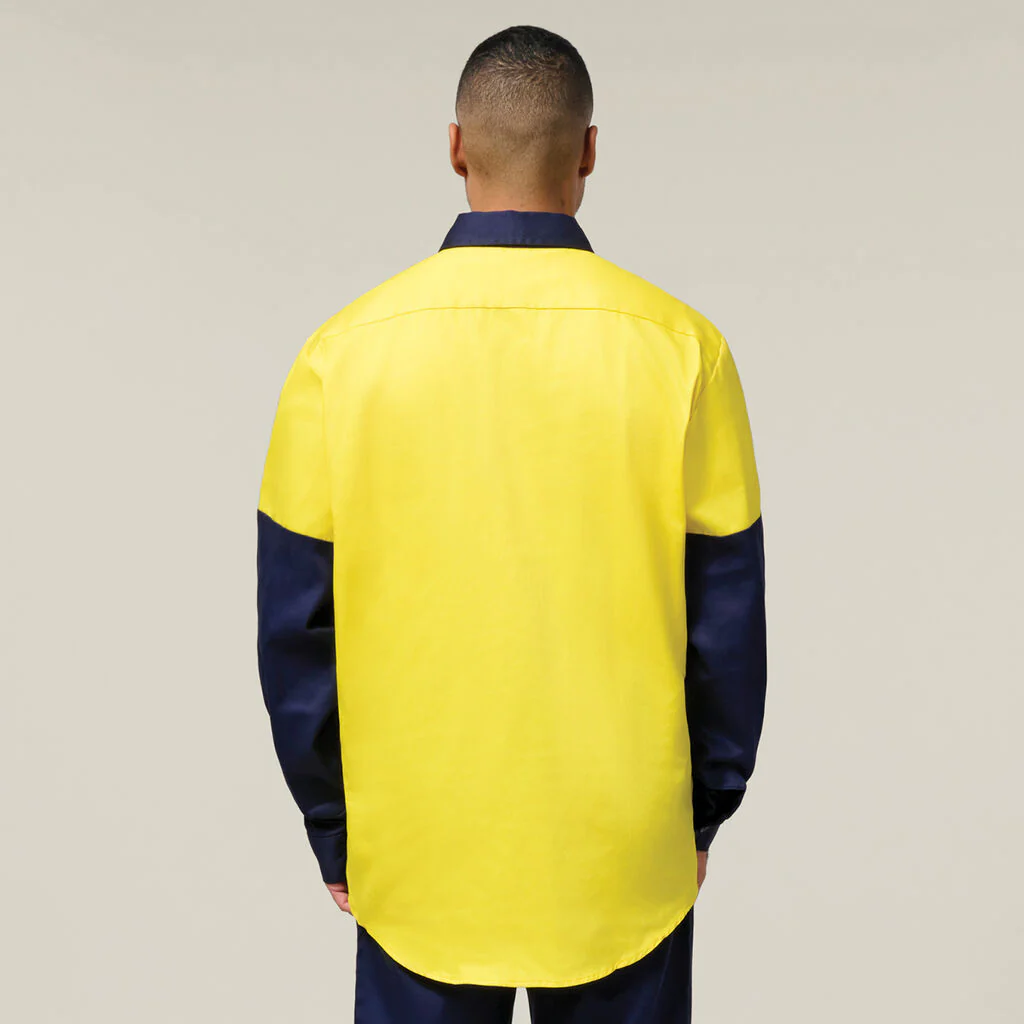 Hard Yakka Hi-vis 2 Tone Closed Front Long Sleeve Shirt With Gusset (Y07984) - Image 5