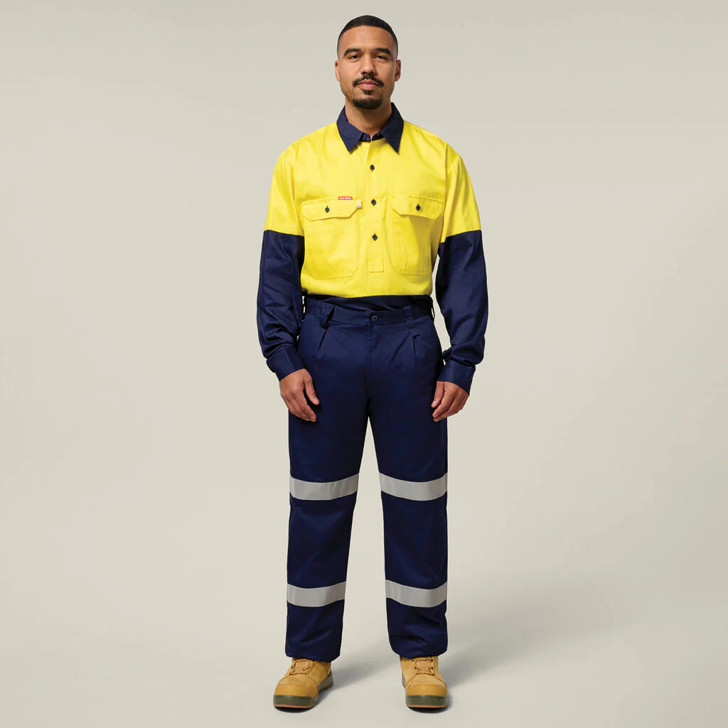 Hard Yakka Hi-vis 2 Tone Closed Front Long Sleeve Shirt With Gusset (Y07984) - Image 7