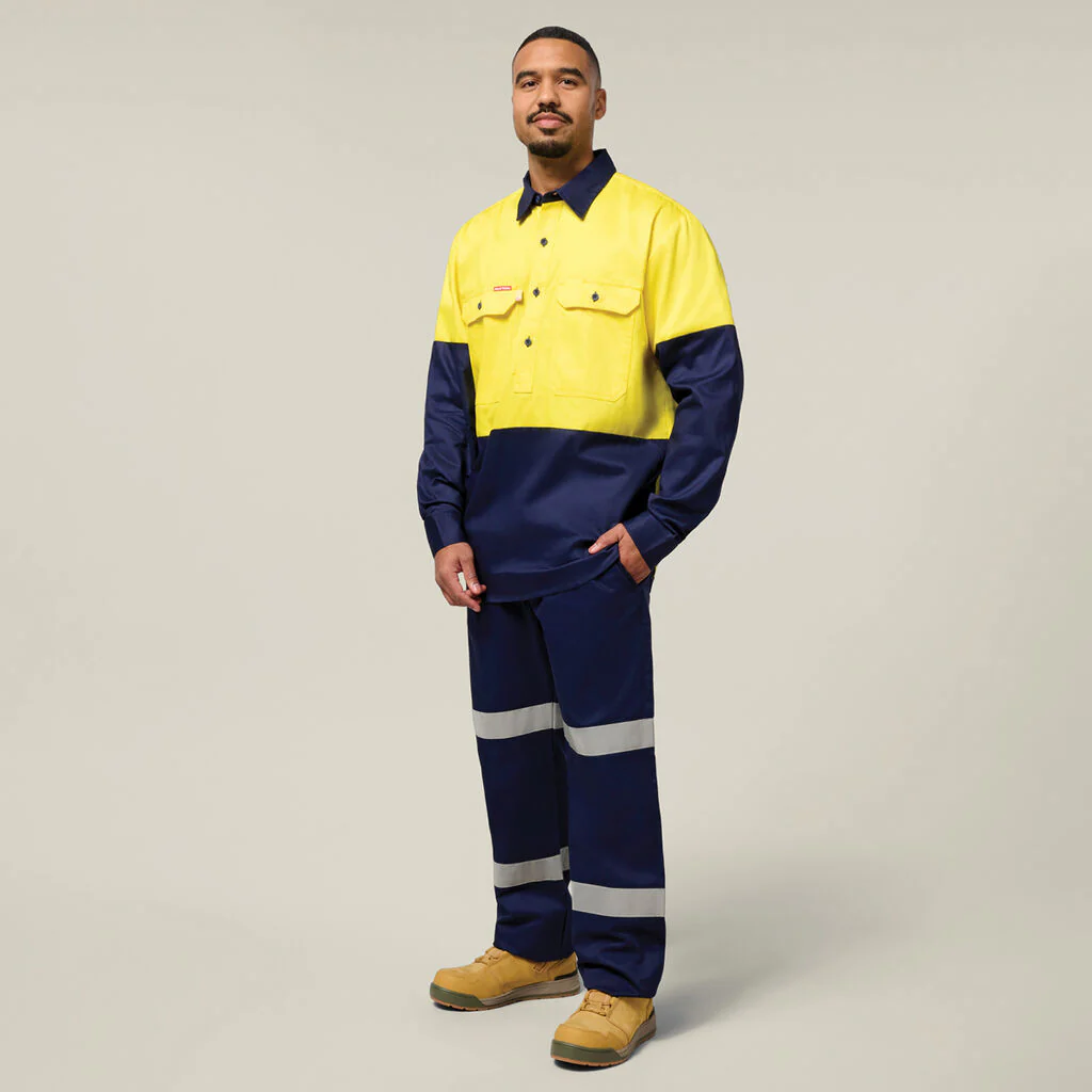 Hard Yakka Hi-vis 2 Tone Closed Front Long Sleeve Shirt With Gusset (Y07984) - Image 8
