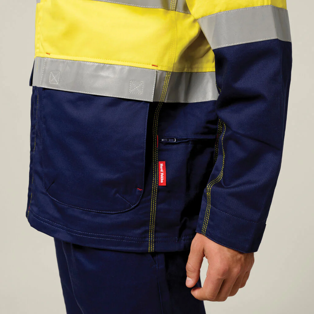 Hard Yakka Core Hi-vis 2 Tone Cotton Drill Taped Jacket (Y06545) - Image 11