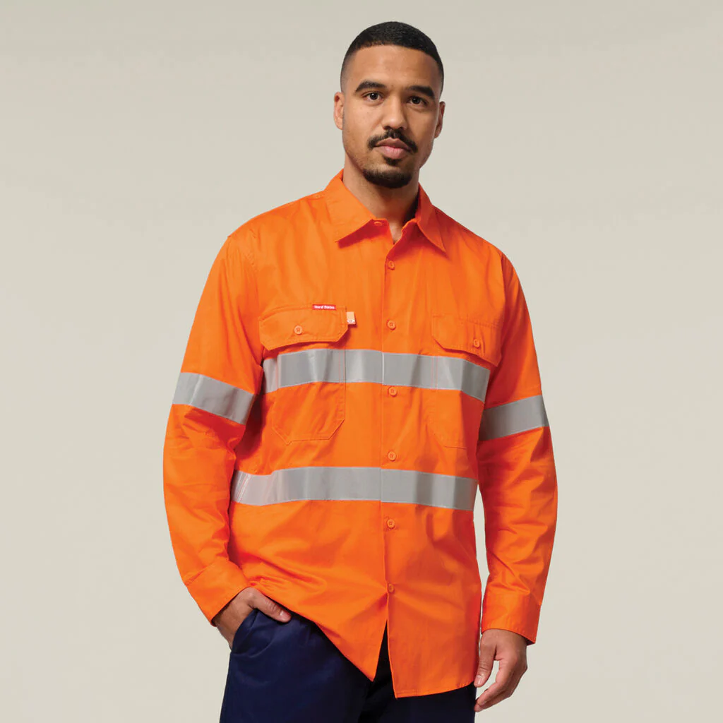 Hard Yakka Koolgear Hi-vis Taped Vented Cotton Twill Shirt (Y07996) - Image 2