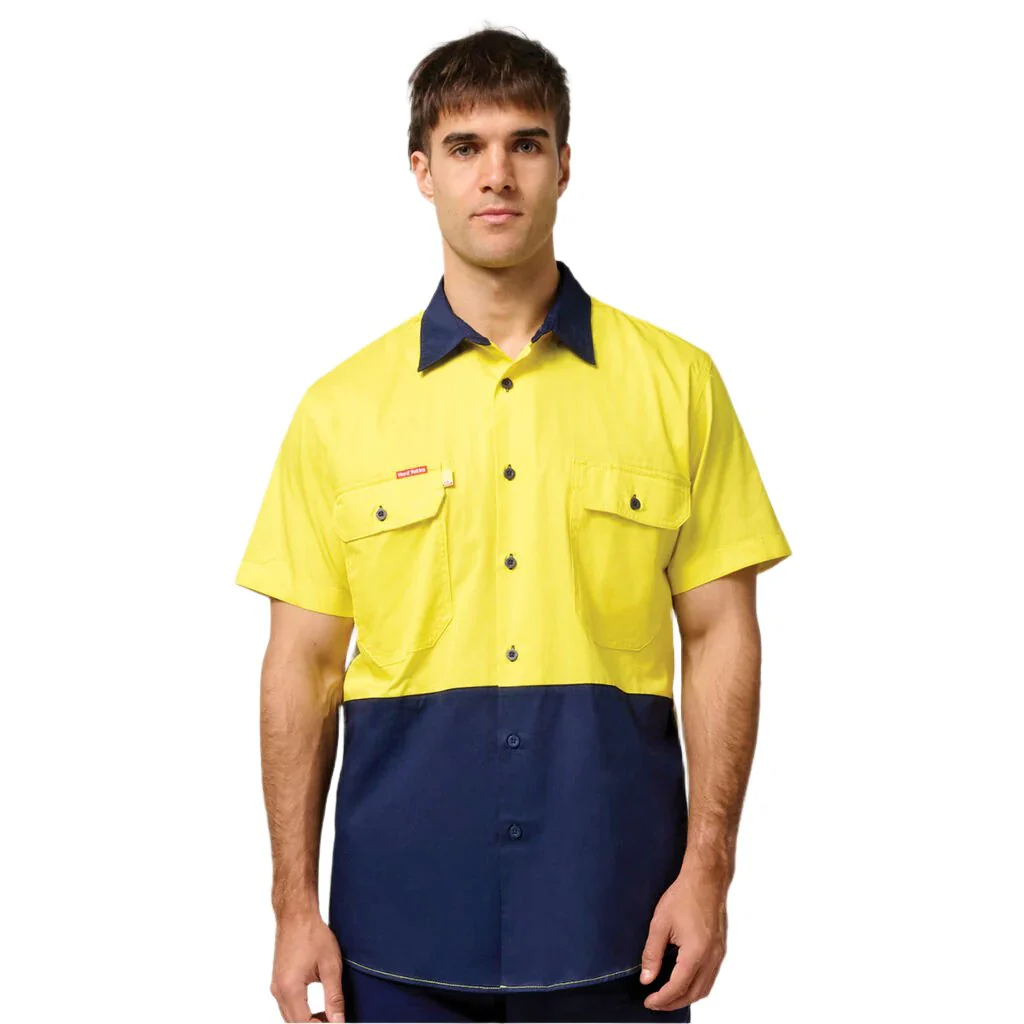 Hard Yakka Core Hi-Vis 2 Tone Vented Short Sleeve Shirt (Y07559) - Image 3