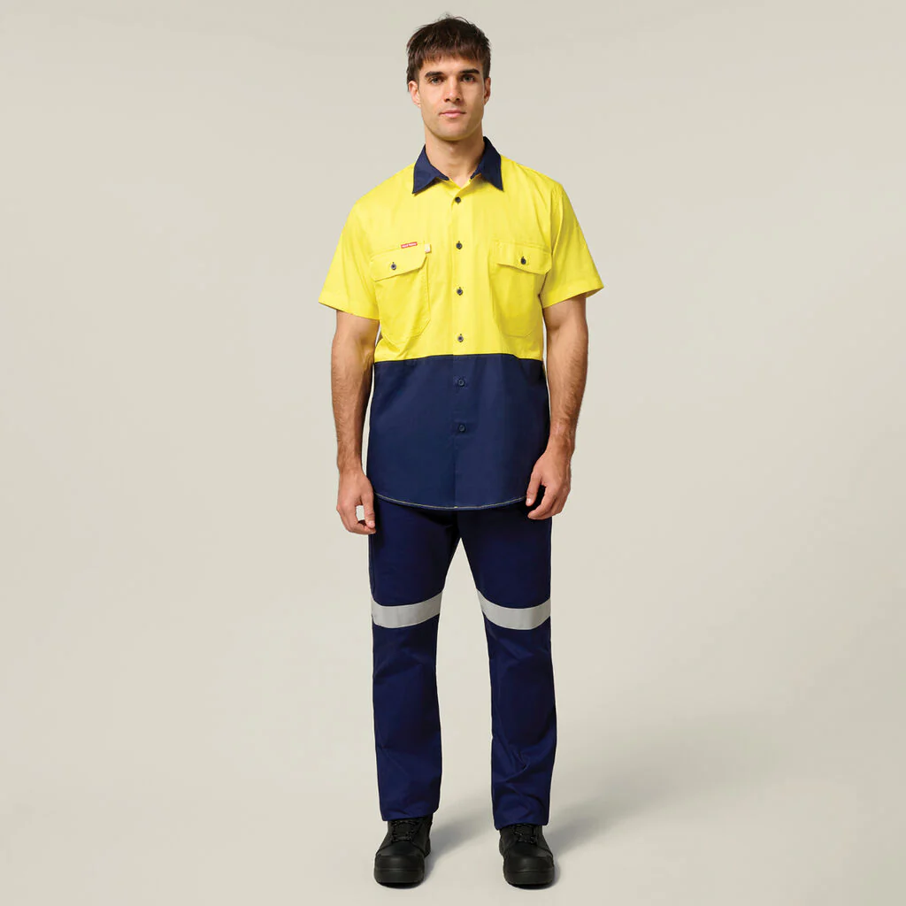 Hard Yakka Core Hi-Vis 2 Tone Vented Short Sleeve Shirt (Y07559) - Image 9