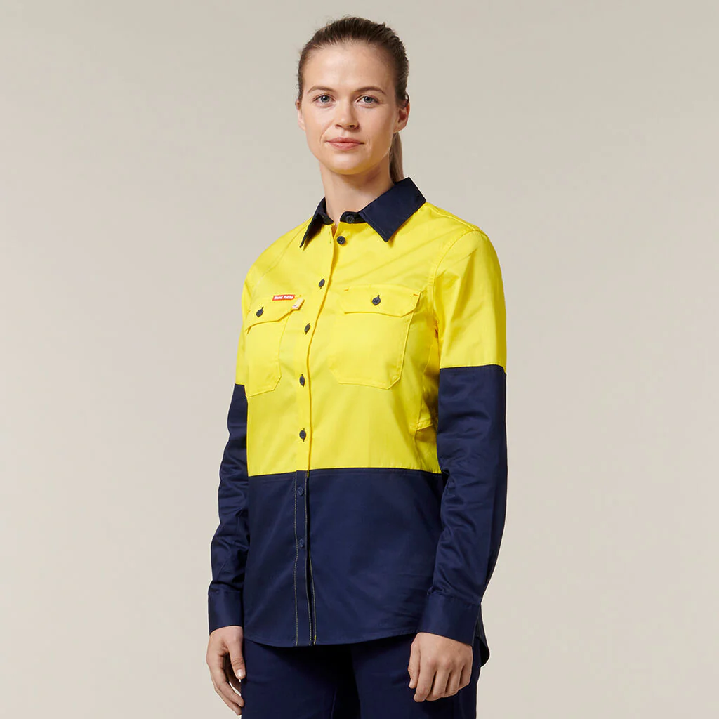 Hard Yakka Women's Core 2 Tone Hi-Vis Vented Long Sleeve Shirt (Y08225) - Image 4