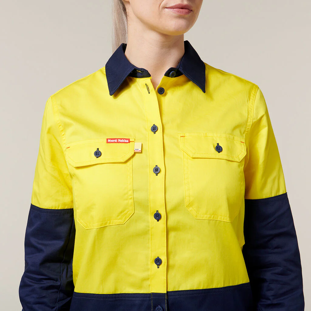 Hard Yakka Women's Core 2 Tone Hi-Vis Vented Long Sleeve Shirt (Y08225) - Image 5